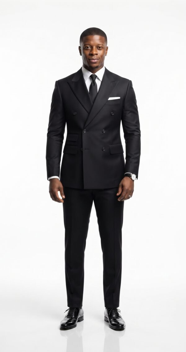 Black double breasted suit