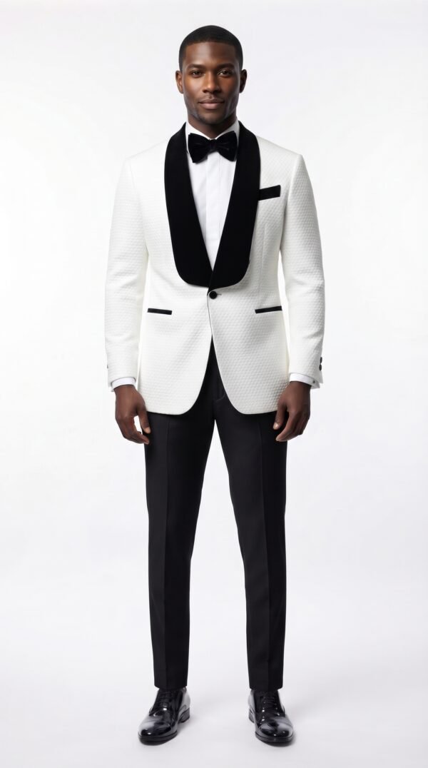 Black and white wedding suit