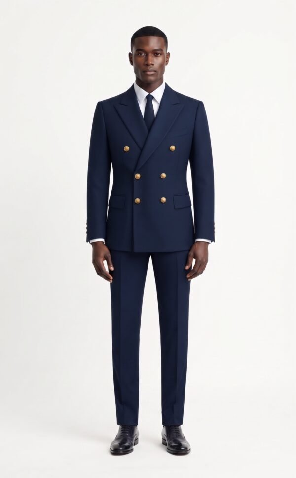 Navy blue double breasted suit