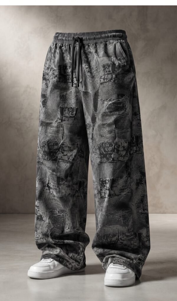 Stylish black&white barrel pants